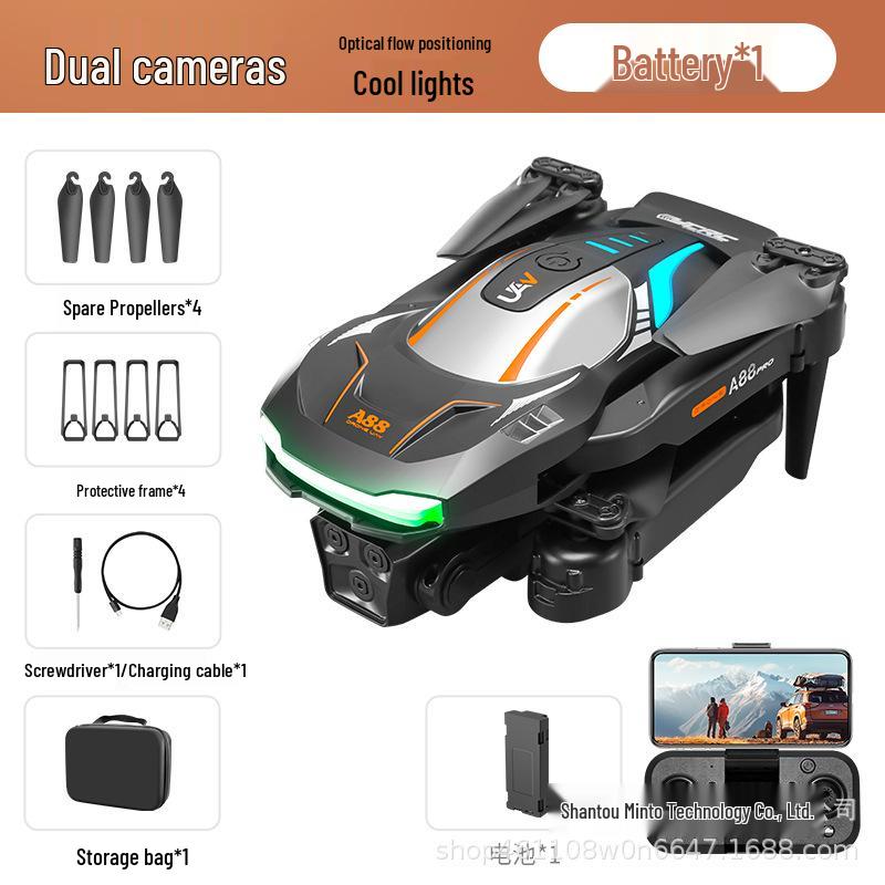 Дрон A88 с 8K HD тройными камерами, пультом дистанционного управления, оптическим потоком и разноцветными огнями D Stream