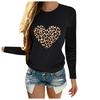 Women Casual Long Sleeve  Leopard Print Heart-shaped Top