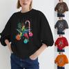 Women's Padded Round Neck Long Sleeve Tops Christmas Cute  Print Sweatshirt