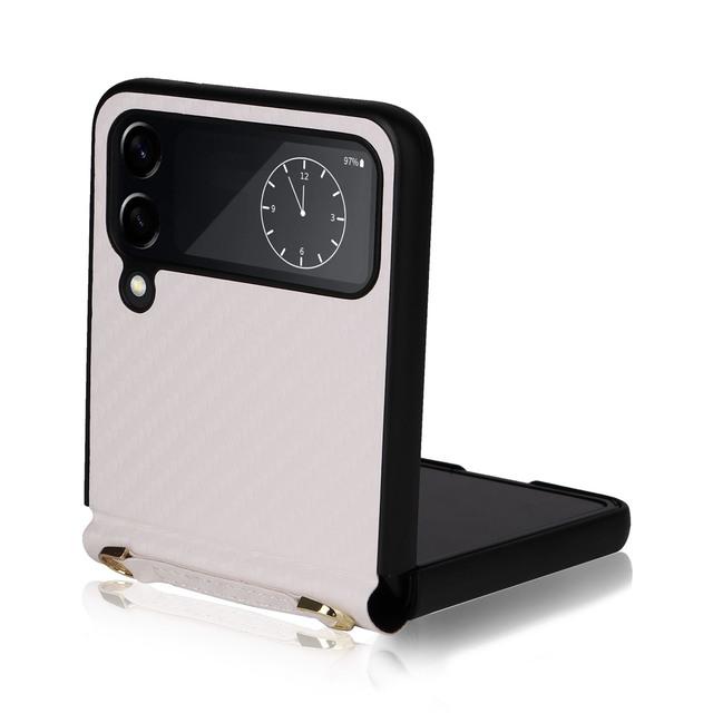 Противоударный защитный чехол из углеродного волокна для Samsung Galaxy Z Flip 4 5g Flip4 Flip 3 Flip3 Zflip3, простой ремешок для телефона, чехол