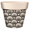 [A2156] - Black Beige 'Boho' Bamboo Plant Pot - 22x21 Cm