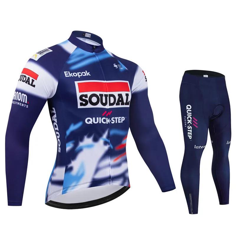 Команда Soudal Quick Step Осенний Велосипедный Джерси Комплект Мужская Велосипедная Одежда Одежда с Длинным Рукавом Велосипедная Форма MTB Джерси Одежда для Велоспорта