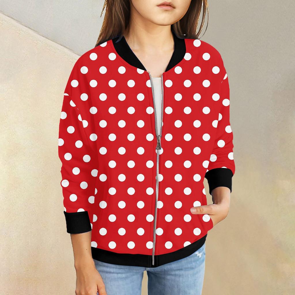 Куртки на молнии для девочек, детские осенние толстовки с длинными рукавами, верхняя одежда с карманами 5-15 лет