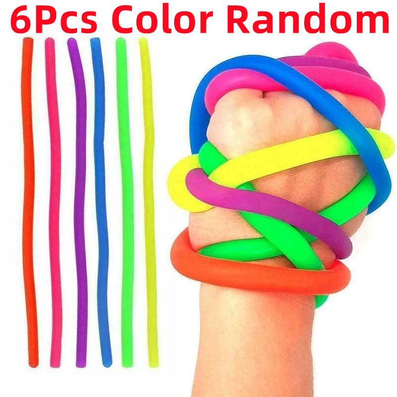 3-6 шт. TPR Гусеница Лара Браслет Снятие стресса Вентиляция Эластичная Лапша Ламиан Полоска Мягкий Инструмент Снятие стресса Игрушка для разминания