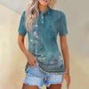 Женская модная повседневная рубашка с короткими рукавами и принтом с лацканами, женские топы на пуговицах