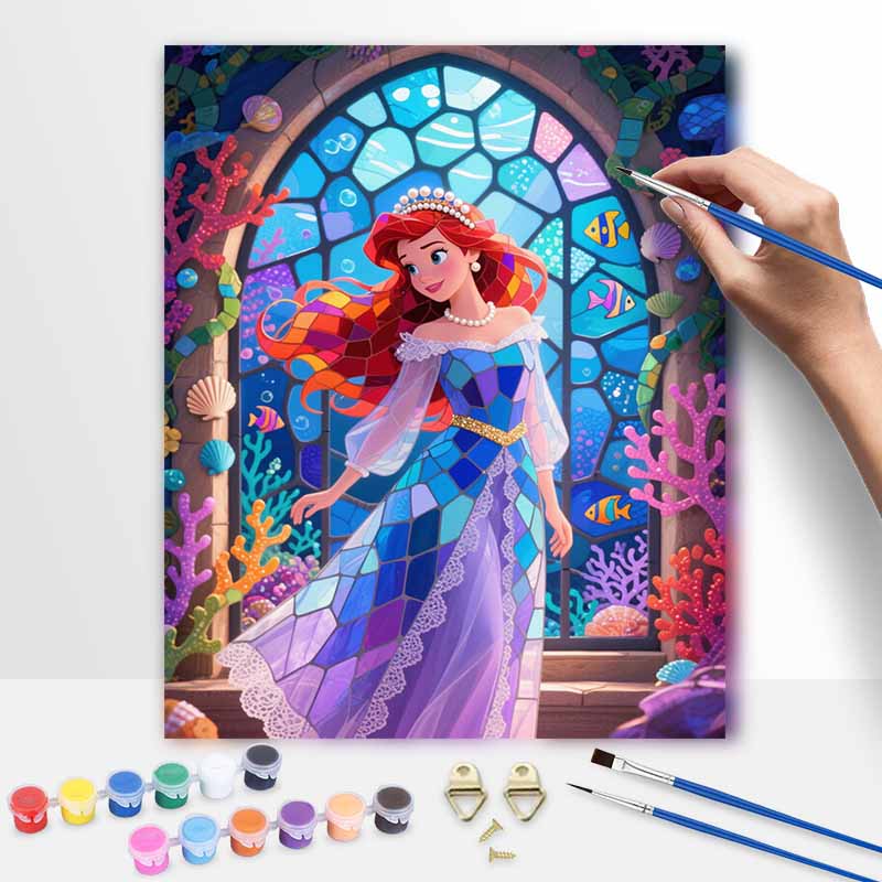 Disney Витраж 'Русалка' по номерам Ручная раскраска Набор для рисования Декор для дома