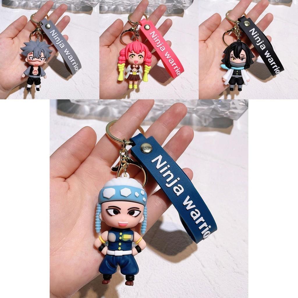Adorable Demon Slayer Keychain Couples Gift Plastic Key Ring For Bags And Cars