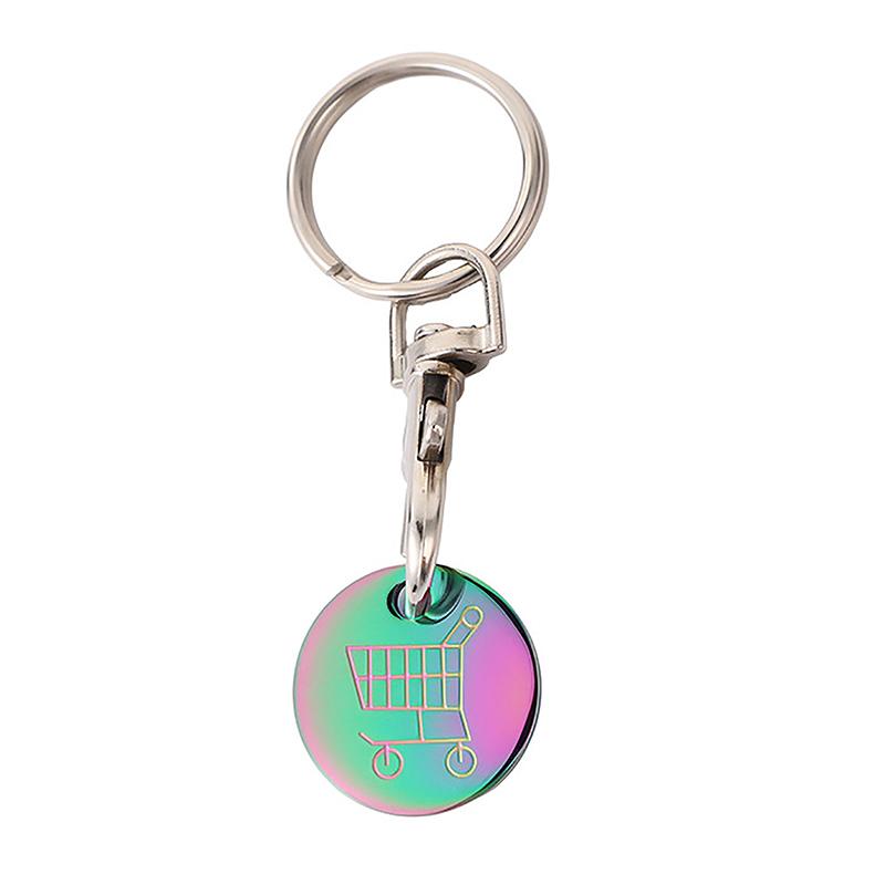 Брелок для ключей на тележку для покупок с жетоном и карабином, практичный сплав, портативный брелок для сумки и телефона с подвеской