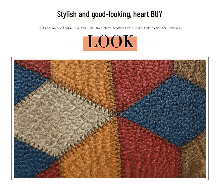 Этнический стиль колор-блок пэчворк двойная молния сумка кроссбоди