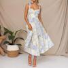 Женская мода лето-весна с цветочным узором и принтом без рукавов с v-образным вырезом и средней талией повседневные платья