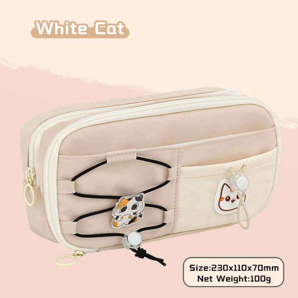 Black Cat Pen Bag Multi-layer Stationery Bag Cartoon Stationery Organizer Student Gift
