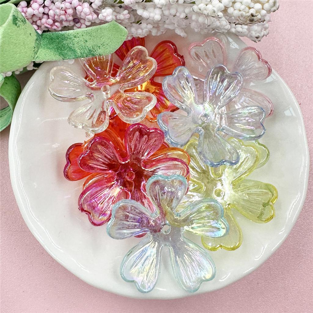Hanmade Beads Necklace Pendant DIY Beads Acrylic Flower Beads 10Pcs 26.5mm Bead Jewelry Making