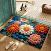 Коврик для пола Быстросохнущий Яркий цвет Цветочный дизайн Нескользящая основа Коврик Ванная комната Гостиная Дверной коврик