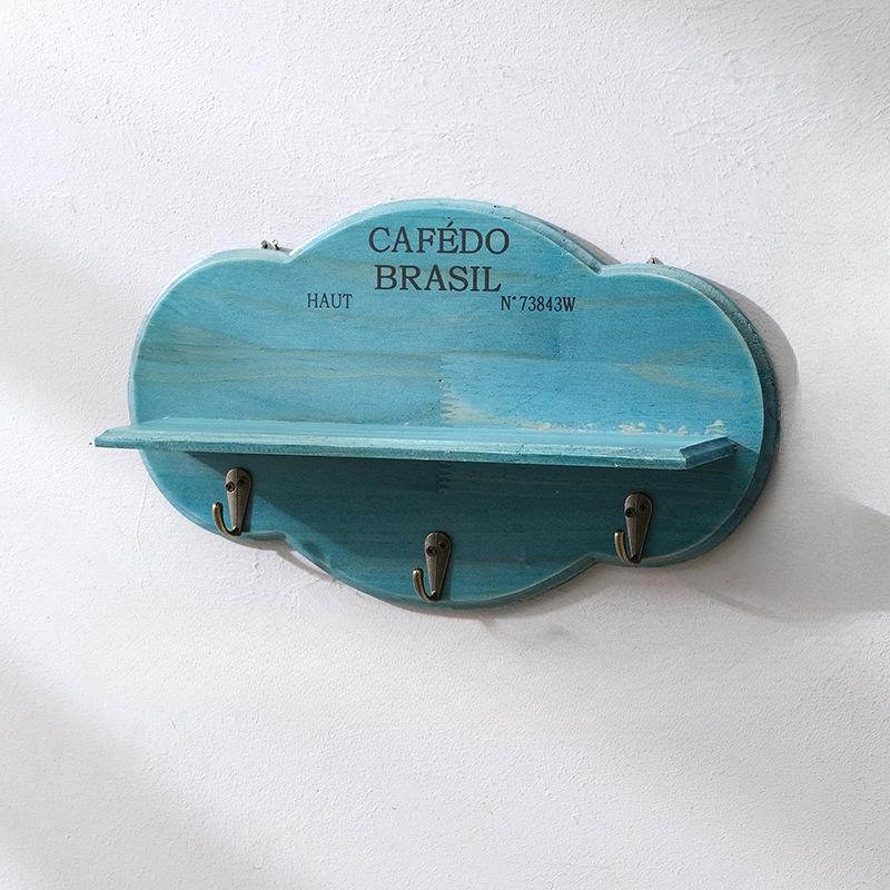 2pcs Rustic Wooden Cloud Wall Shelf with Hooks, Floating Shelf for Succulents, Keys, Hats, Bags , Home Decor Storage Hanging Cabinet