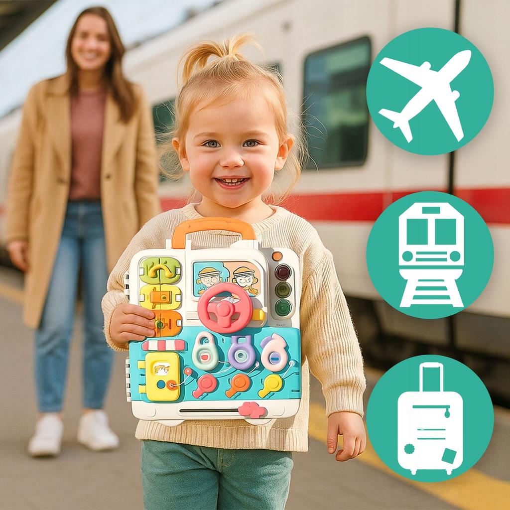 [PACZB] Montessori educational board interactive sensory panel in a suitcase Booklet Z3351