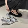Мода Новые Туфли на Высоком Каблуке Женские Сандалии Дизайнерские Туфли с Острым Носком Женские Элегантные Туфли-Лодочки Летние Шлепанцы Вьетнамки Сандалии Zapatos De Mujer