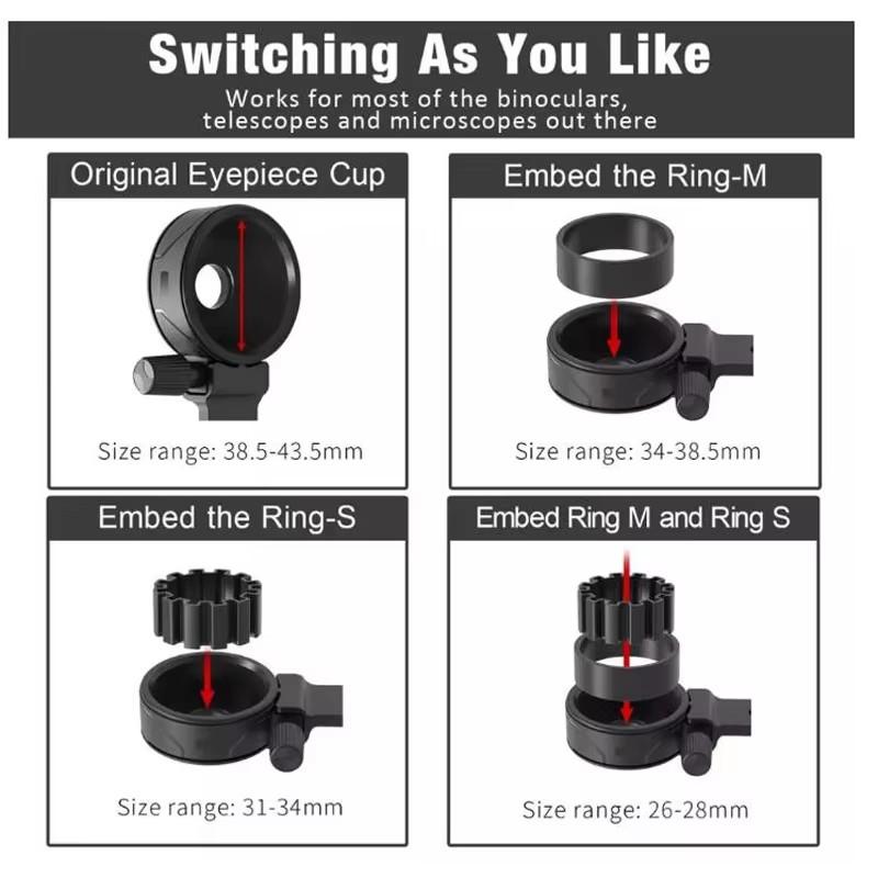 Upgrade Universal Cell Phone Adapter Bracket Clip Mount Soft Rubber Material For Binocular Monocular Spotting Scope Telescope 1