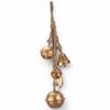 Rustic Gold Metal Wind Chime 22" Long with 5 Mixed Shape Bells, Handmade Jute Rope Hanging Decor for Garden and Home