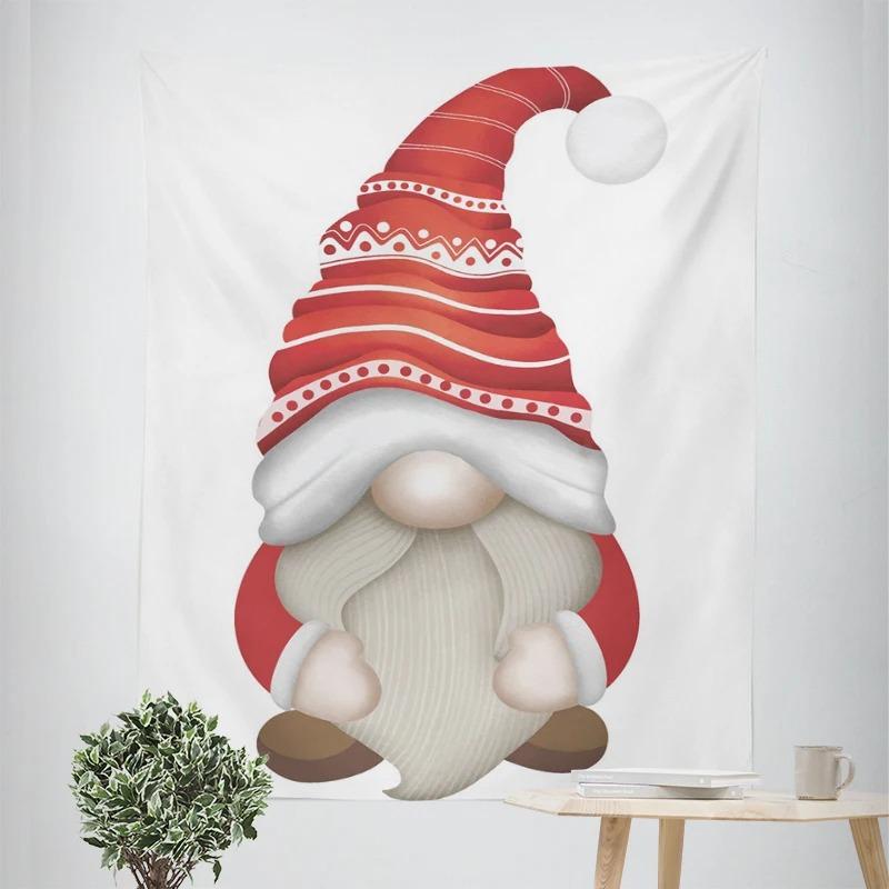 New Year Christmas Gnome Dwarf Pattern Living Room Bedroom Decorative Tapestry