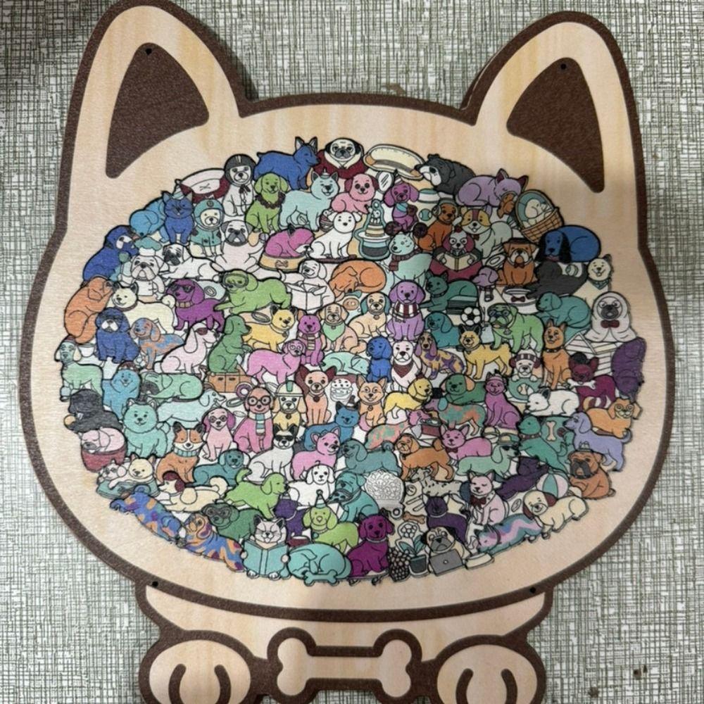 Animal Shape Dog Shaped Puzzle Thinking Training Children's Puzzle Puppies Wooden Puzzle  Kids Toy