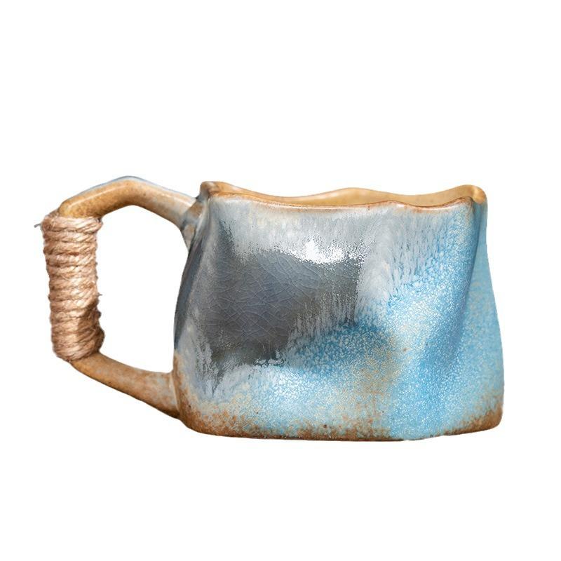 240 мл ретро керамическая кружка в японском стиле нестандартной формы чайная чашка с ручкой креативные керамические кружки для воды офисные кружки для пары подарки