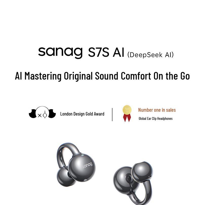 Bluetooth-наушники-клипсы Sanag S7S с ИИ-переводом и костной проводимостью для спорта 2025 года - Открытая конструкция, не затыкающая уши