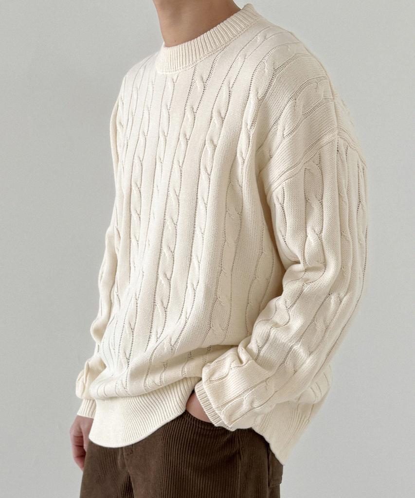 ORIGINALDAY Oversized Round Cable Knit Ivory