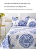Blue and White Porcelain Canvas Bed Sheet - Single, Four Seasons