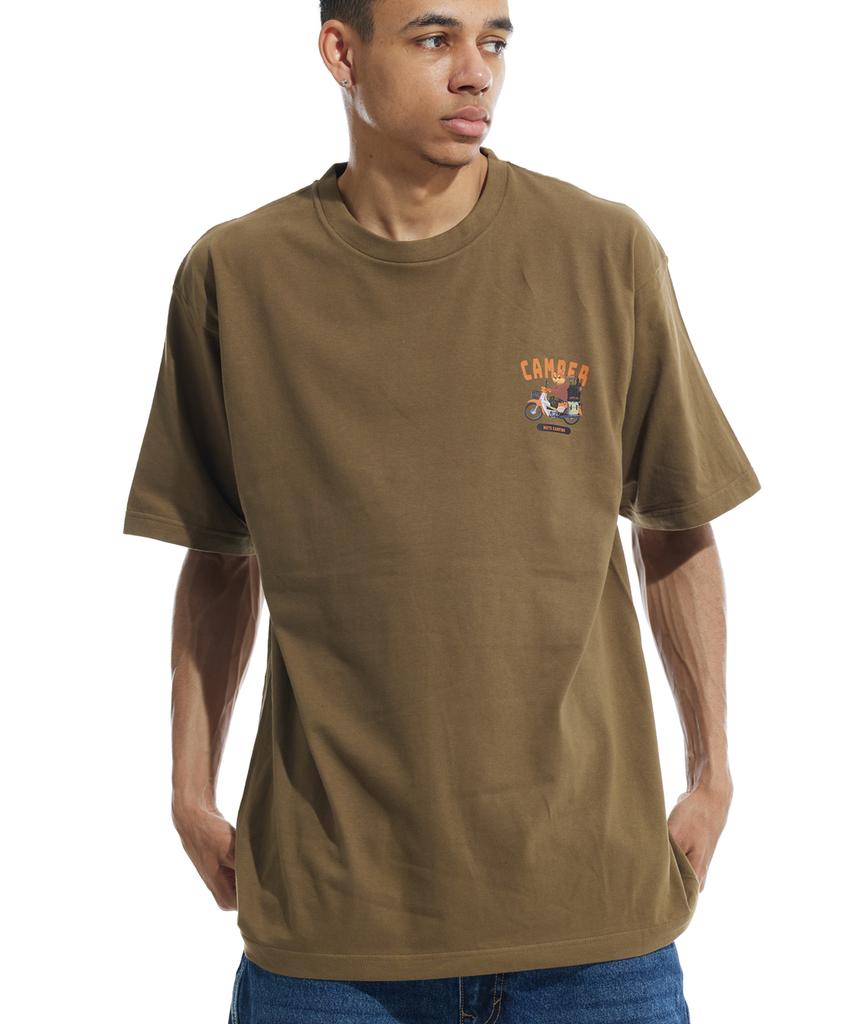 CREAM SODA LAB Motocamp Small Logo Short Sleeve T-Shirt Olive