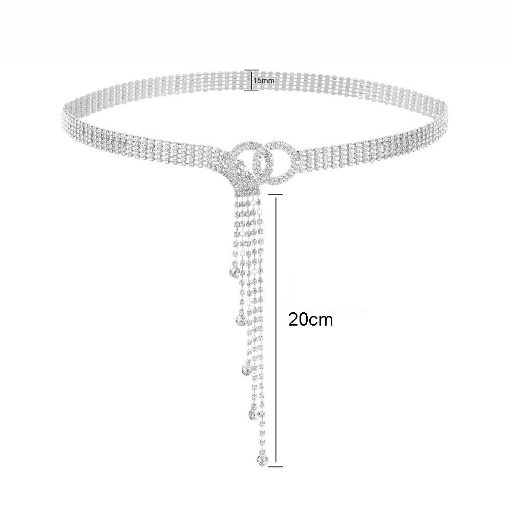 Модный подарок Поясной ремень Блестящие кисточки Цепочка со стразами Пояс из кристаллов Кольцо