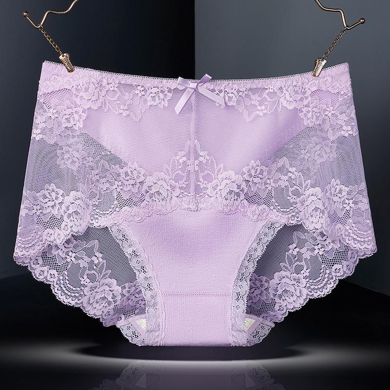 Antibacterial Sexy Lace Underwear Traceless and Breathable Mid Waist Underwear Perspective Hollow Triangle