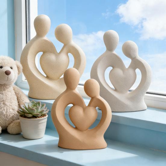 Керамическая статуэтка пары, обнимающаяся пара, романтическая скульптура влюбленных для годовщины свадьбы, Дня святого Валентина, декор полки для ТВ-стенки