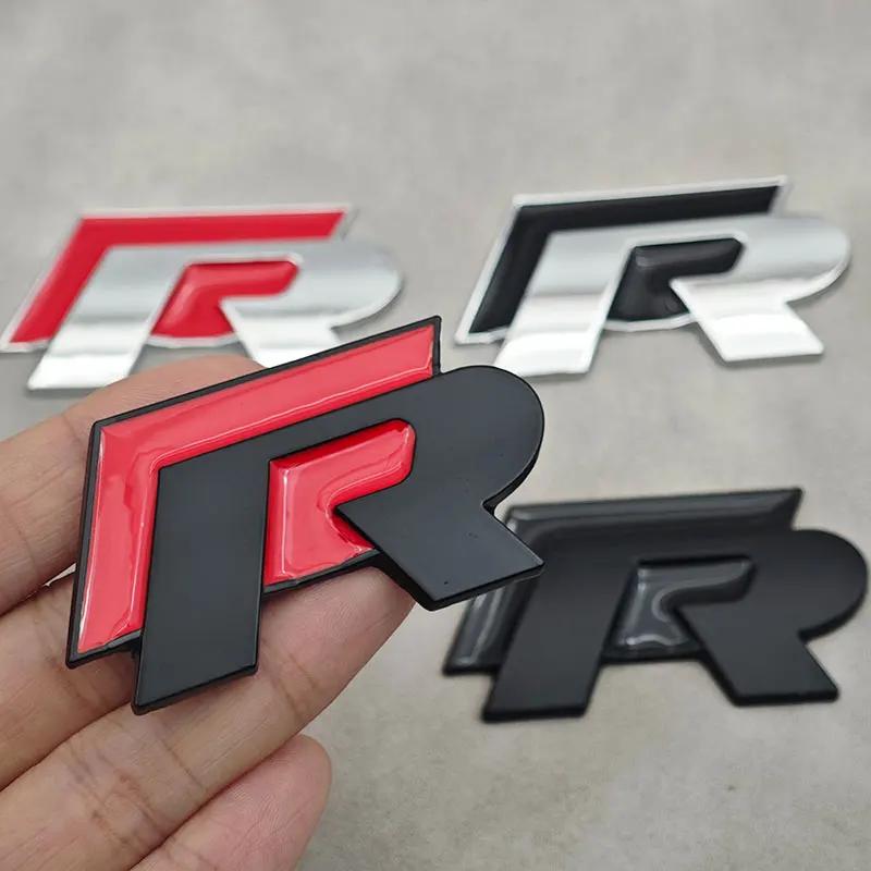3D Metal R Line R Logo Front Grill Emblem Car Rear Trunk Sticker For Volkswagen VW R Line Golf 4 5 6 7 Touran Polo Accessories zd6