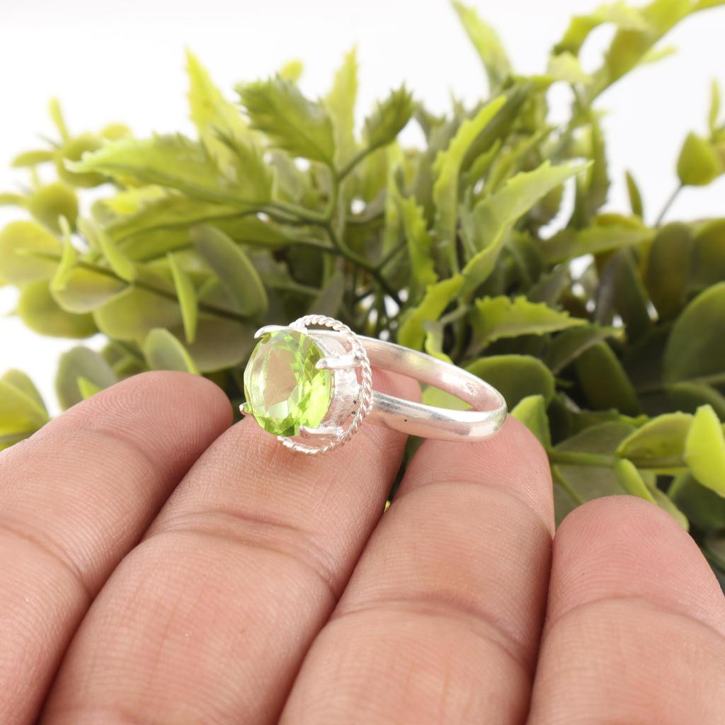Glorious Peridot Ring Gemstone Jewelry, 925 Solid Sterling Silver Ring, Handmade Jewelry Birthstone Ring, Gift For Women