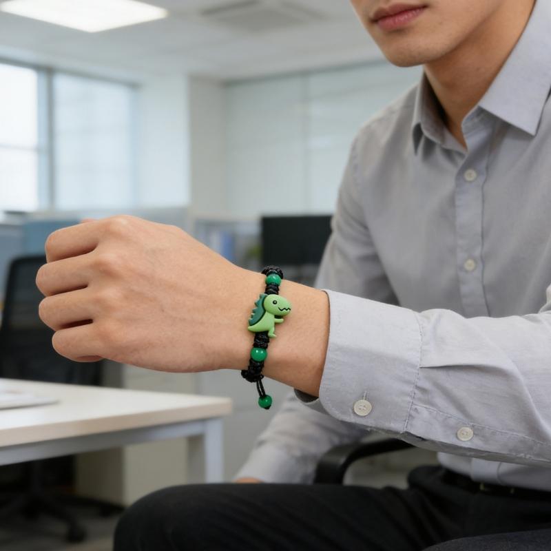 Красочный браслет-динозавр из смолы Ручная работа Регулируемый Для детей и взрослых Включает карточку с сообщением