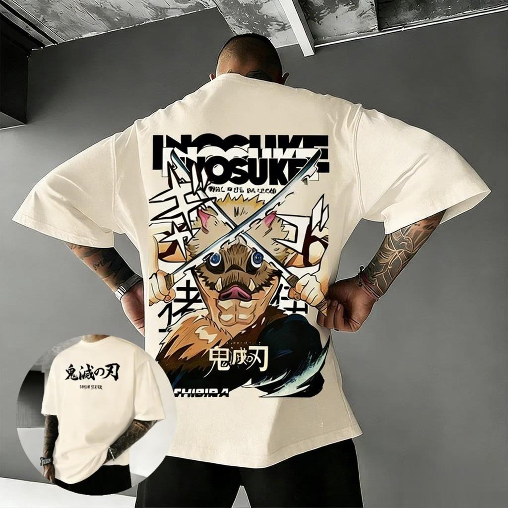 2026 Anime Demon Slayer Hashibira Inosuke T Shirt Summer Cotton Unisexs Unisex Streetwear Casual Trendy Short Sleeve Oversize Top