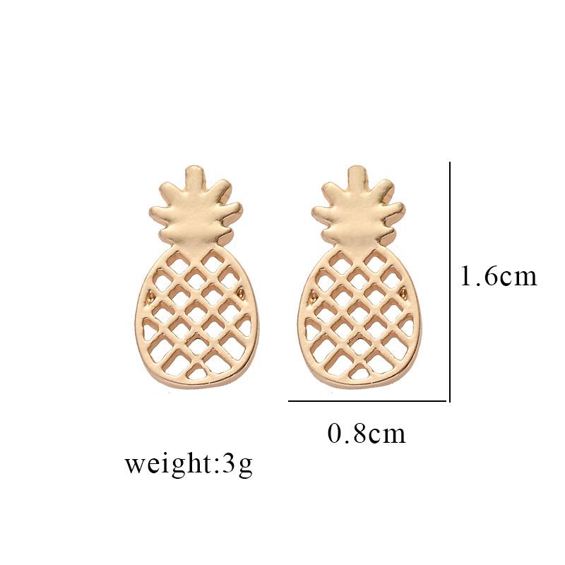 Минималистичные полые серьги-гвоздики с ананасами для девочек, креативные маленькие серьги-гвоздики с фруктами из золотого сплава, европейские и американские ювелирные изделия