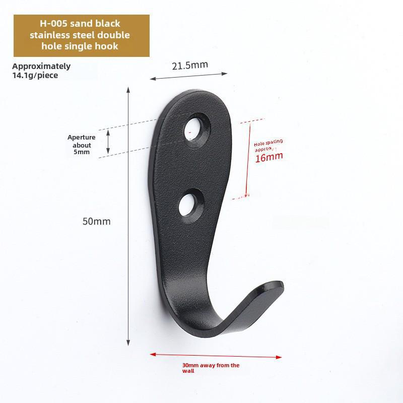 Black Stainless Steel Wall-Mounted Clothes Hook for Bathroom, Kitchen, or Door