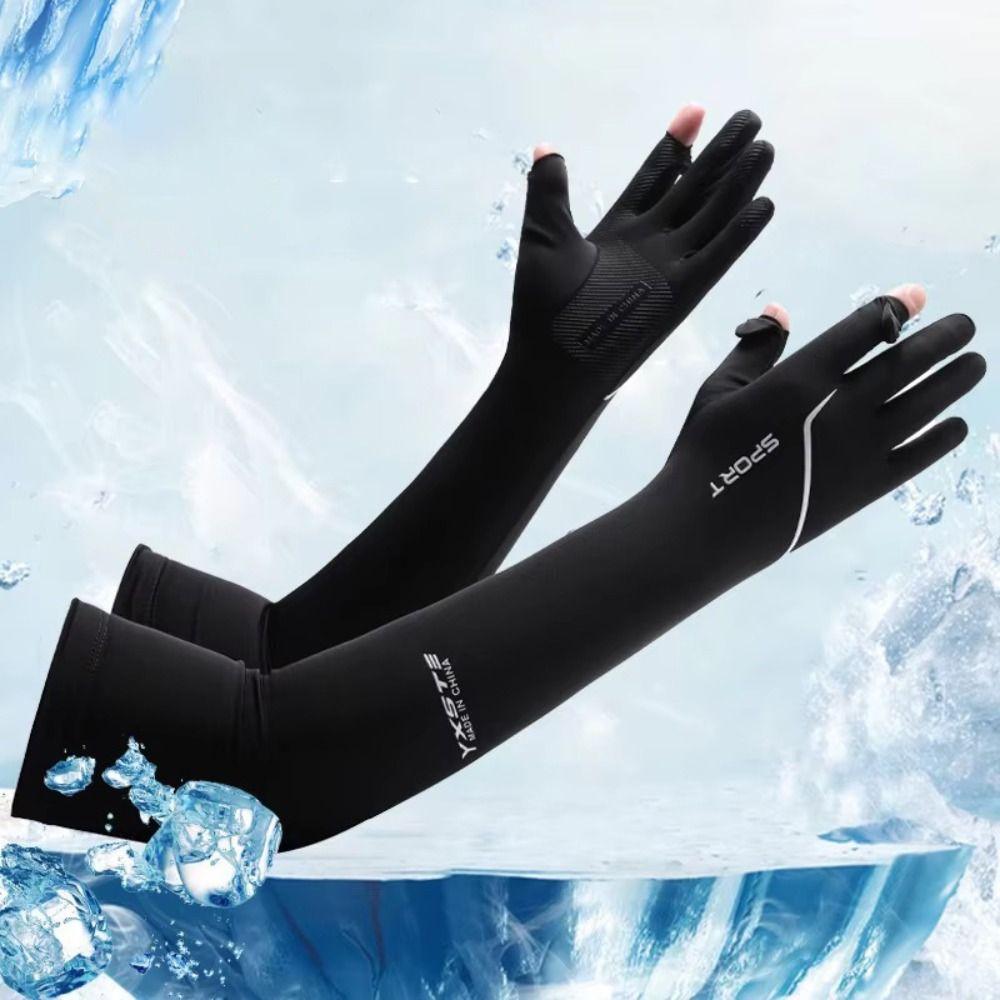 Breathable Long Arm Sleeves Cooling Ice Silk Sleeves Quick-Dry Sun Protection Sleeves Fishing