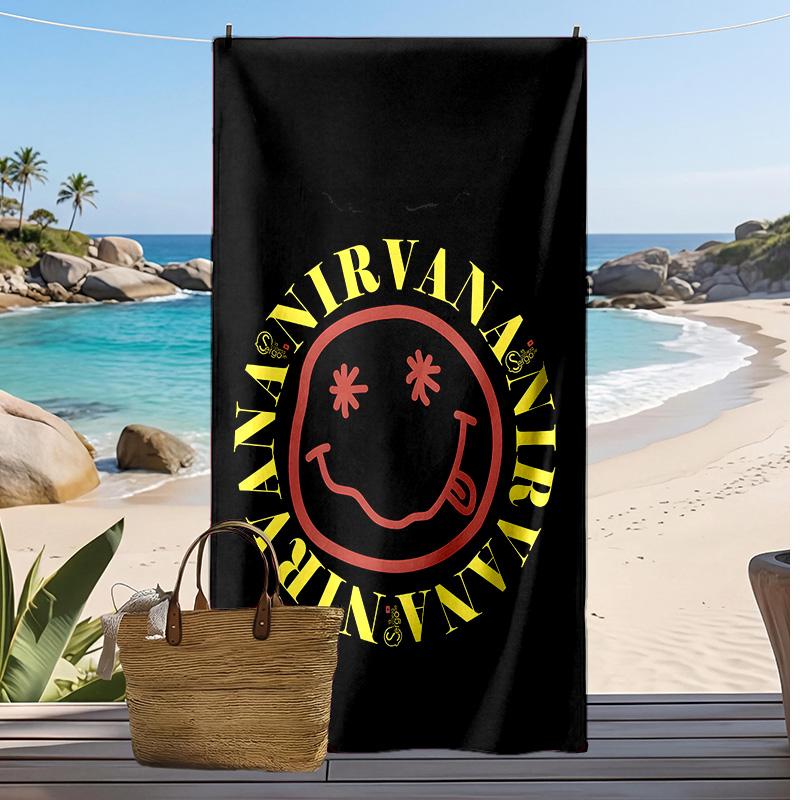 Быстросохнущее пляжное полотенце с принтом Nirvana, супервпитывающее, мягкое, легкое, банное полотенце для бассейна, летнего отдыха