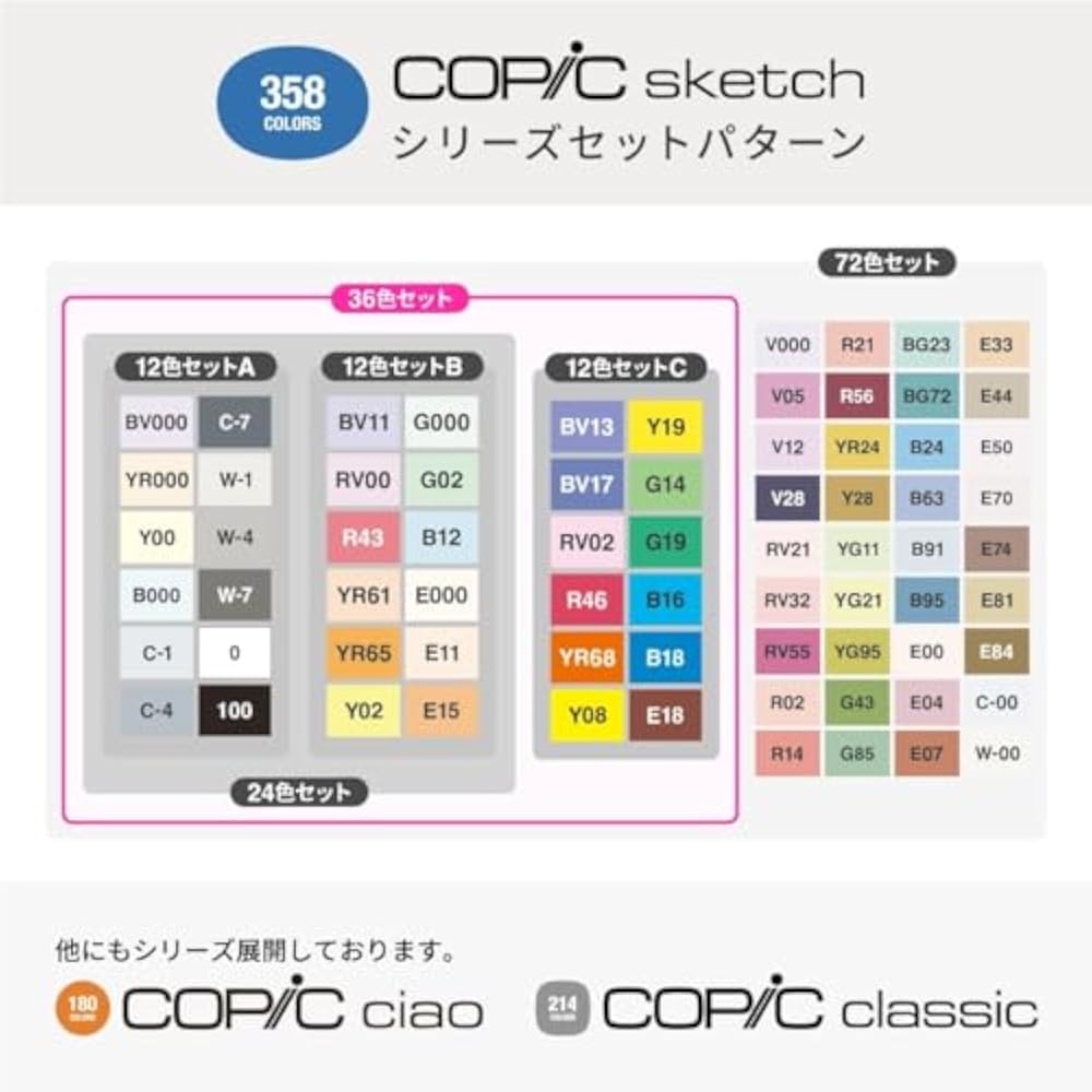 Too Copic Sketch Базовый набор 36 цветов Сделано в Японии Многоцветный Маркер для иллюстраций Маркер Маркер P...