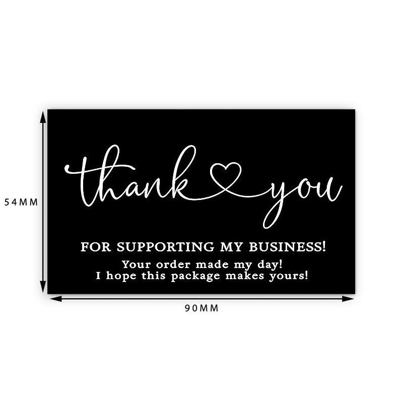 Black Thank You Greeting Cards, 50 Sheets/Pack