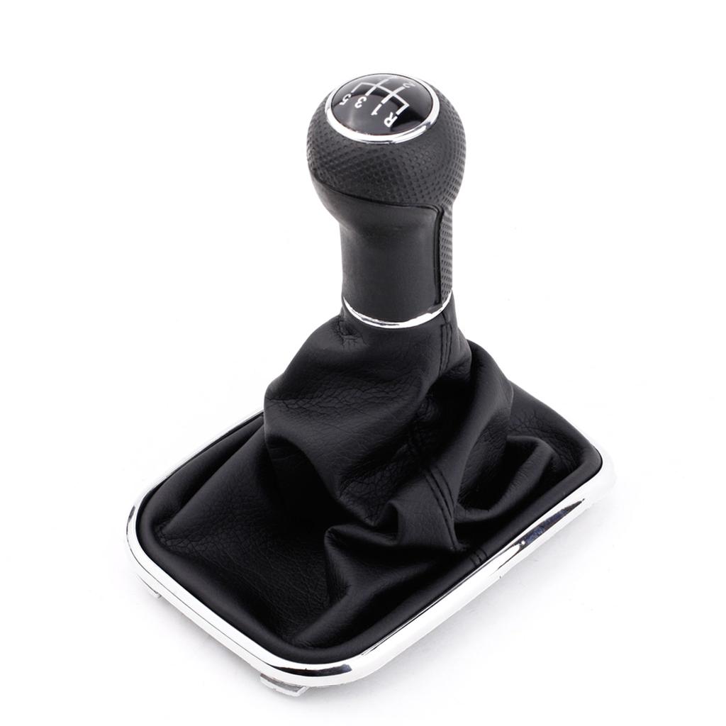 New 5 Speed Gear Shift Knob Gaitor Boot Black PU Leather Replacement for VW Golf Bora Jetta GTi MK4