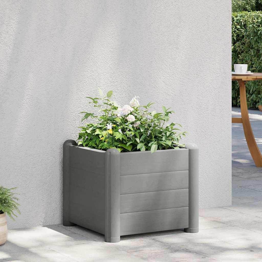 Garden Raised Bed PP Stone Grey 43 x 43 x 35 cm