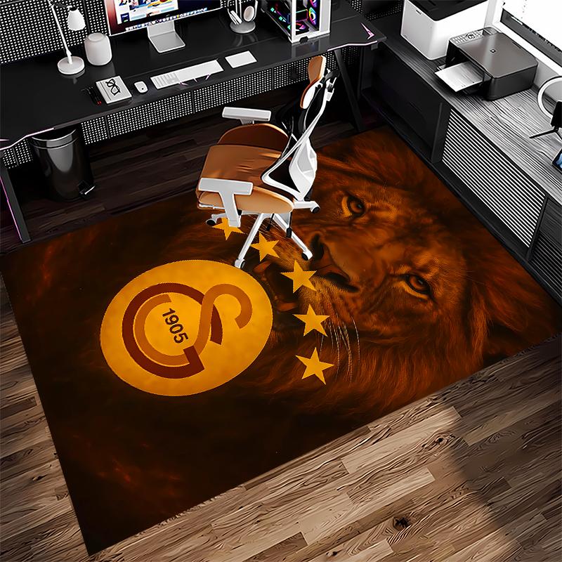 1pc Galatasaray Sk logo Print Area Rug - Soft,Washable Non-Slip Indoor Mat for Office Chairs,Living Room,Home Office Decorative Rug