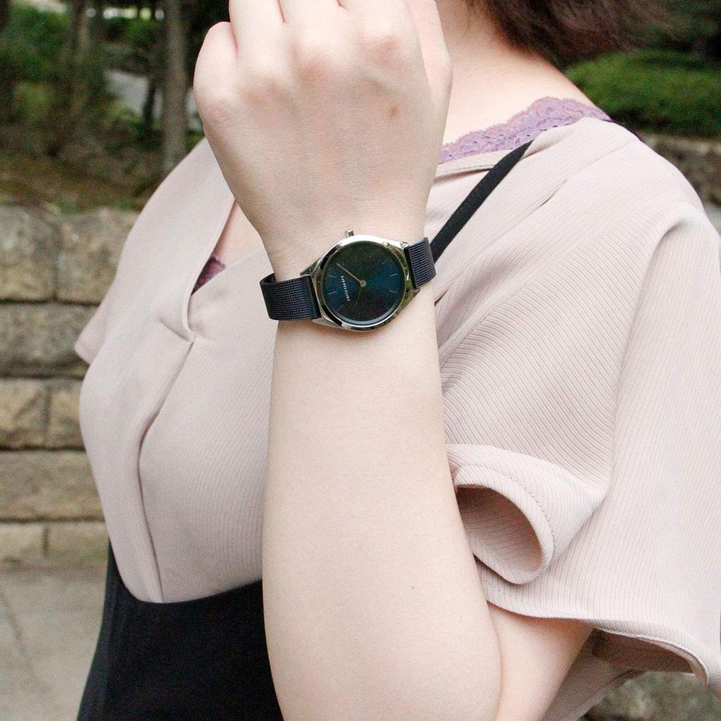 BERING Аналоговые кварцевые ультратонкие коллекционные часы с ремешком из нержавеющей стали, сапфировым стеклом, синим сетчатым ремнем, обычный импортный продукт, 3 года внутренней гарантии