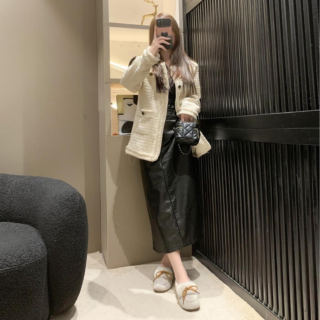 Soft Sole Cotton Single Shoes for Women 2023 New Round Head Autumn and Winter Plush Casual Bean Shoes Warm Flat Bottom Mom's Shoes