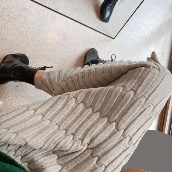 Женская юбка миди с высокой талией, прямого кроя, облегающая бедра, вязаная юбка, однотонная, осенняя юбка, универсальная повседневная одежда