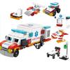 6In1 Ambulance Escort Car Helicopter Paramedic Doctor Mini Loader Truck Classic Model Building Blocks Sets Bricks Kids Toy City