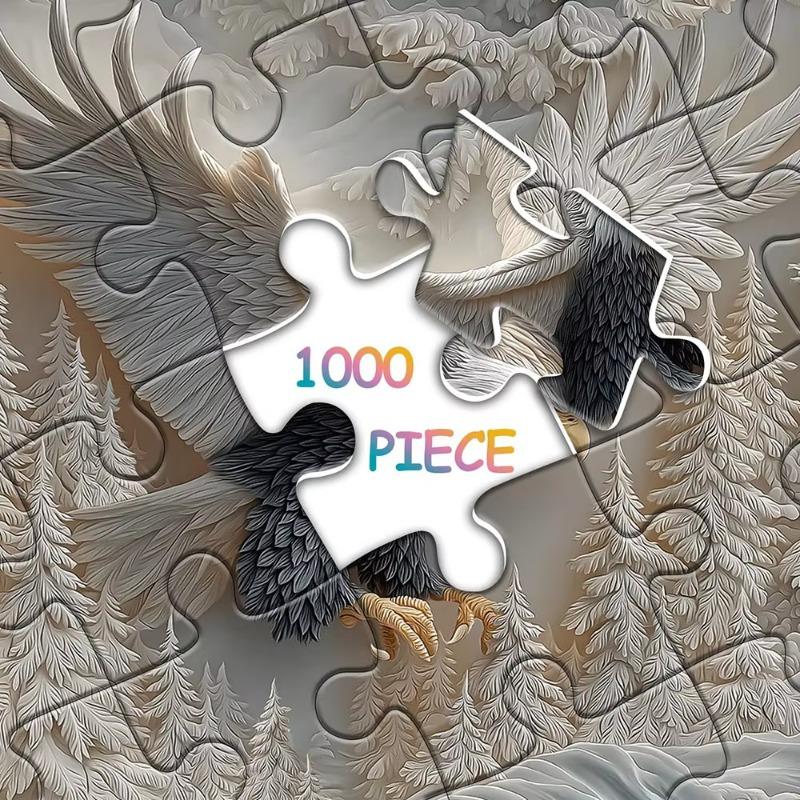 3D Carved Eagle Jigsaw Puzzle 1000 Pieces - Realistic Relief Art Puzzle for Adults, Challenging Animal Shape Puzzle, Home Decor
